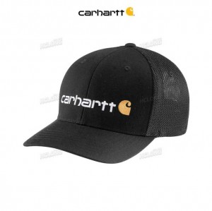 Carhartt Rugged Flex Fitted Canvas Mesh-Back Logo Tryck Cap Svarta | SE0002420