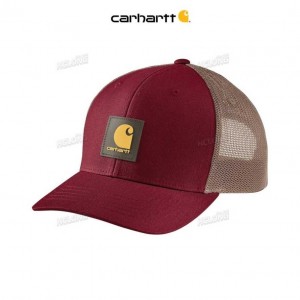 Carhartt Rugged Flex Twill Mesh-Back Logo Patch Cap Vinröda | SE0002407