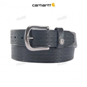 Carhartt Saddle Läder Basketweave Belt Svarta | SE0002343