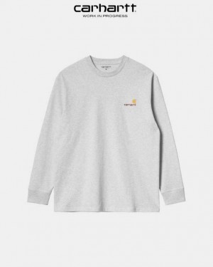 Carhartt Wip American Script Long Sleeve T-Shirt Ash Heather | SE0000802