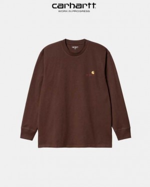 Carhartt Wip American Script Long Sleeve T-Shirt Ale | SE0000806