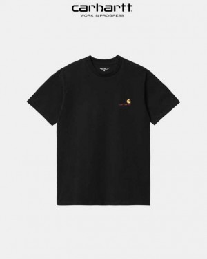 Carhartt Wip American Script T-Shirt Svarta | SE0000815