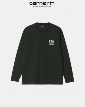 Carhartt Wip Book State Long Sleeve T-Shirt Mörk | SE0000830