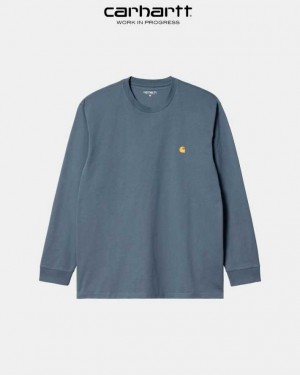 Carhartt Wip Chase Long Sleeve T-Shirt Blå | SE0000863