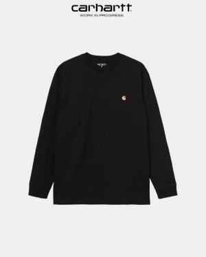 Carhartt Wip Chase Long Sleeve T-Shirt Svarta | SE0000861