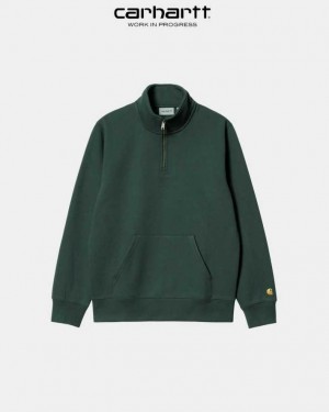 Carhartt Wip Chase Neck Zip Sweatshirt Juniper | SE0000262