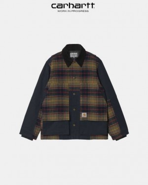 Carhartt Wip Highland Barron Check Jacket Mörkmarinblå | SE0000036