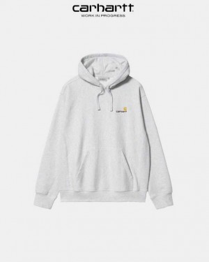 Carhartt Wip Hooded American Script Sweatshirt Ash Heather | SE0000285