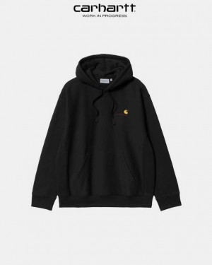 Carhartt Wip Hooded American Script Sweatshirt Svarta | SE0000286