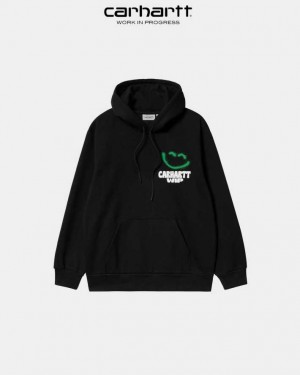 Carhartt Wip Hooded Happy Script Sweatshirt Svarta | SE0000320