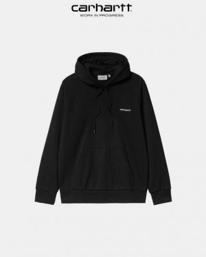 Carhartt Wip Hooded Script Embroidery Sweatshirt Svarta | SE0000329