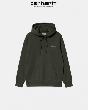 Carhartt Wip Hooded Script Embroidery Sweatshirt Boxwood | SE0000331