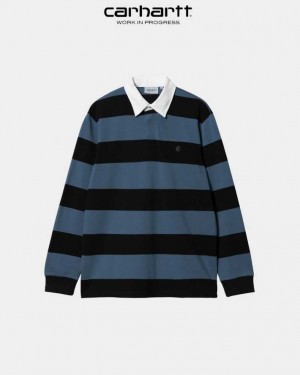 Carhartt Wip Jagger Stripe Rugby Shirt Blå | SE0000935