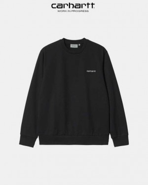 Carhartt Wip Script Embroidery Sweatshirt Svarta | SE0000368