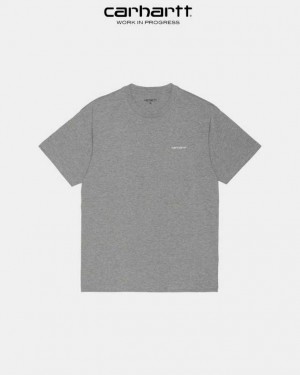 Carhartt Wip Script Embroidery T-Shirt Grå | SE0001040