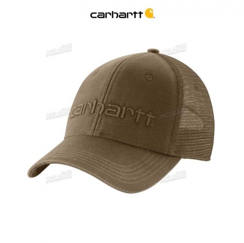 Carhartt Canvas Mesh-Back Logo Tryck Cap Ljusbruna | SE0002391