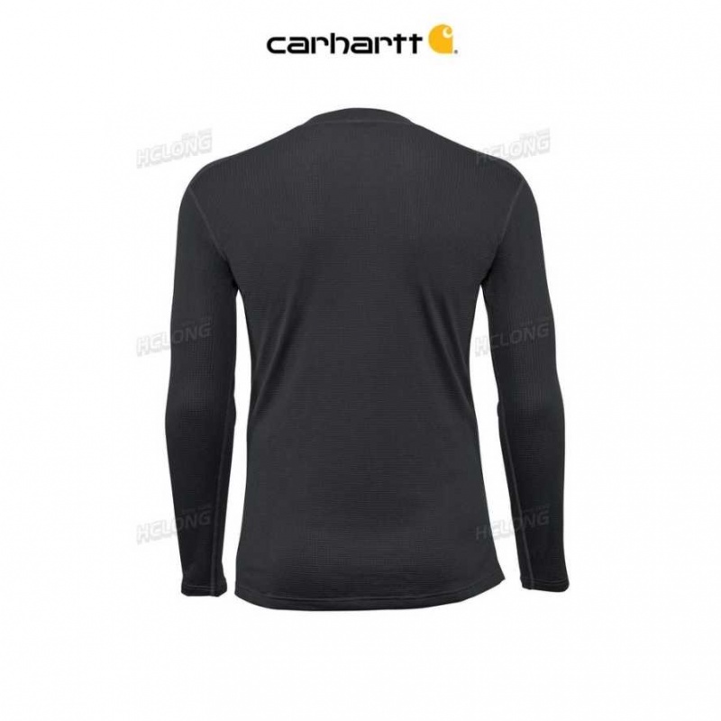 Carhartt Force Lätta Stretch Grid Base Layer Crewneck Top Svarta | SE0001334