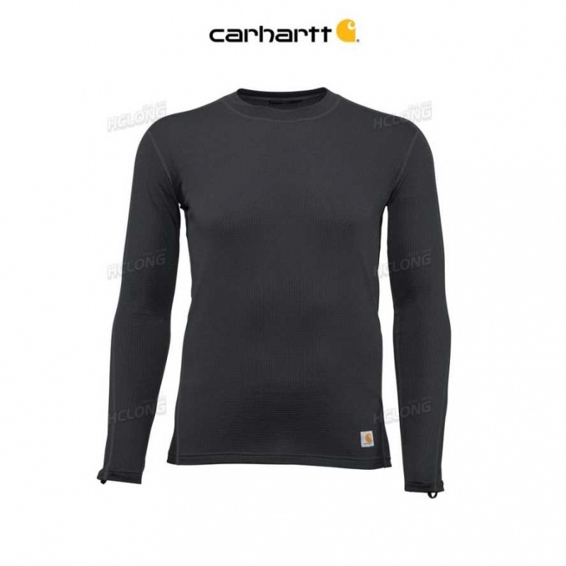 Carhartt Force Lätta Stretch Grid Base Layer Crewneck Top Svarta | SE0001334