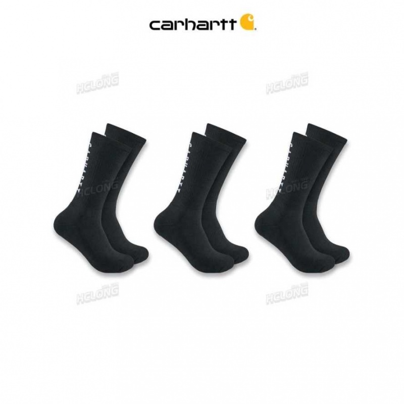 Carhartt Force Midweight Logo Crew Sock 3-Pack Svarta | SE0002751