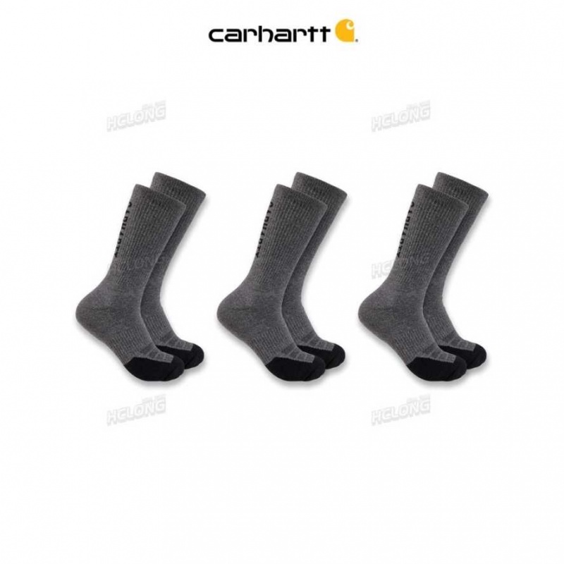 Carhartt Force Midweight Logo Crew Sock 3-Pack Carbon Heather | SE0002752