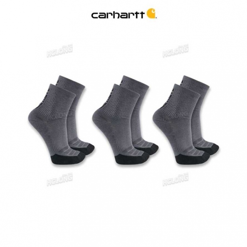 Carhartt Force Midweight Logo Korta Crew Sock 3-Pack Carbon Heather | SE0002814