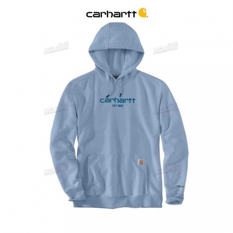 Carhartt Force Relaxed Fit Lätta Logo Tryck Sweatshirt Blå | SE0000485