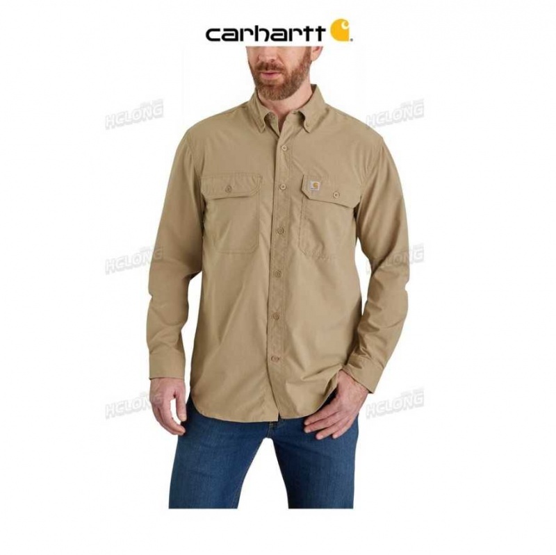 Carhartt Force Relaxed Fit Lätta Long- Sleeve Shirt Mörkkhaki | SE0001207