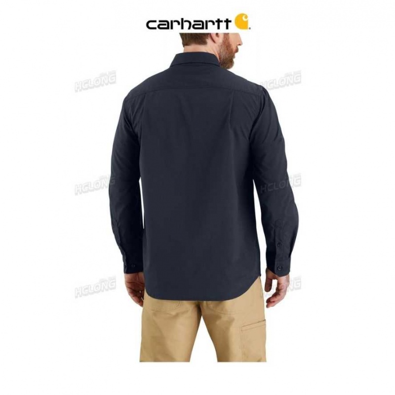 Carhartt Force Relaxed Fit Lätta Long- Sleeve Shirt Marinblå | SE0001209