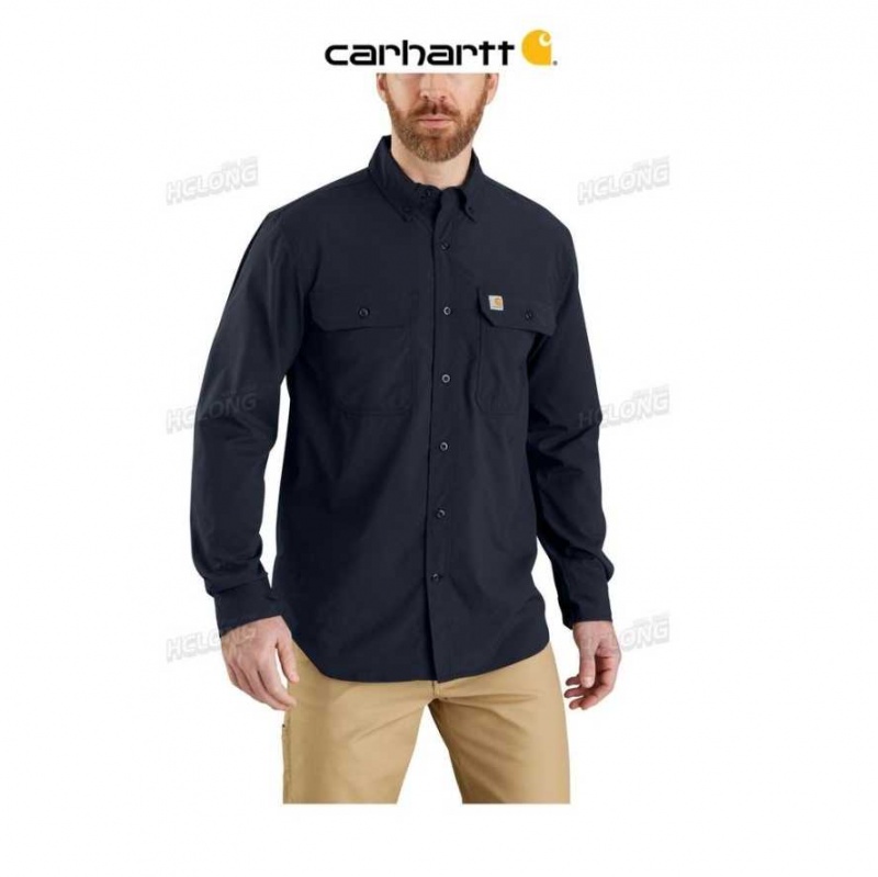 Carhartt Force Relaxed Fit Lätta Long- Sleeve Shirt Marinblå | SE0001209