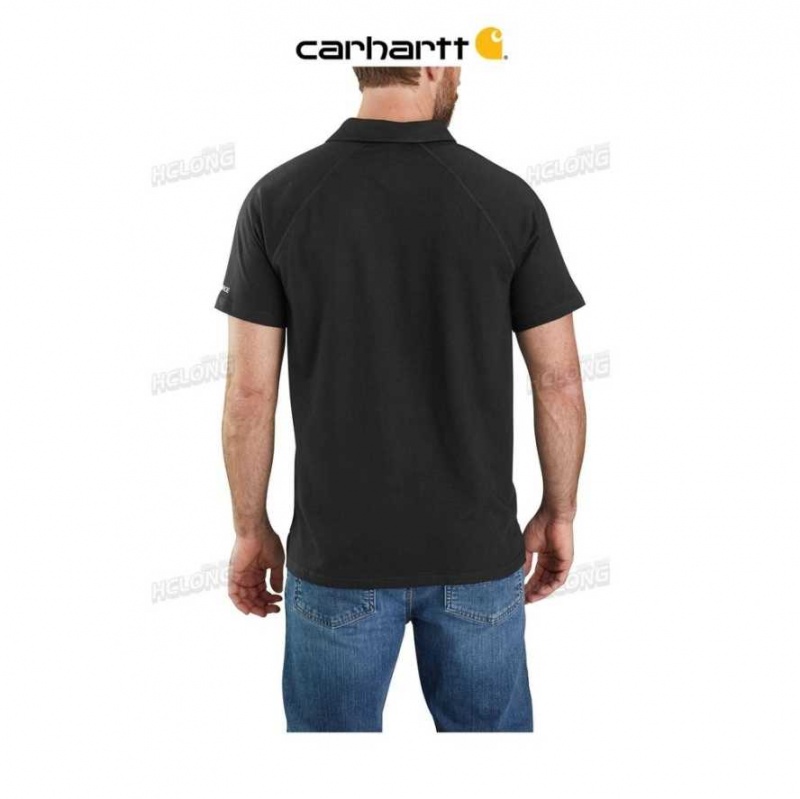 Carhartt Force Relaxed Fit Midweight Korta-Sleeve Pocket Polo Svarta | SE0001141