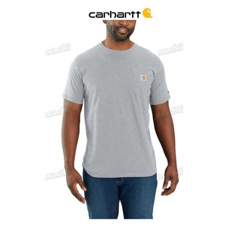 Carhartt Force Relaxed Fit Midweight Korta-Sleeve Pocket T-Shirt Heather Gray | SE0001177