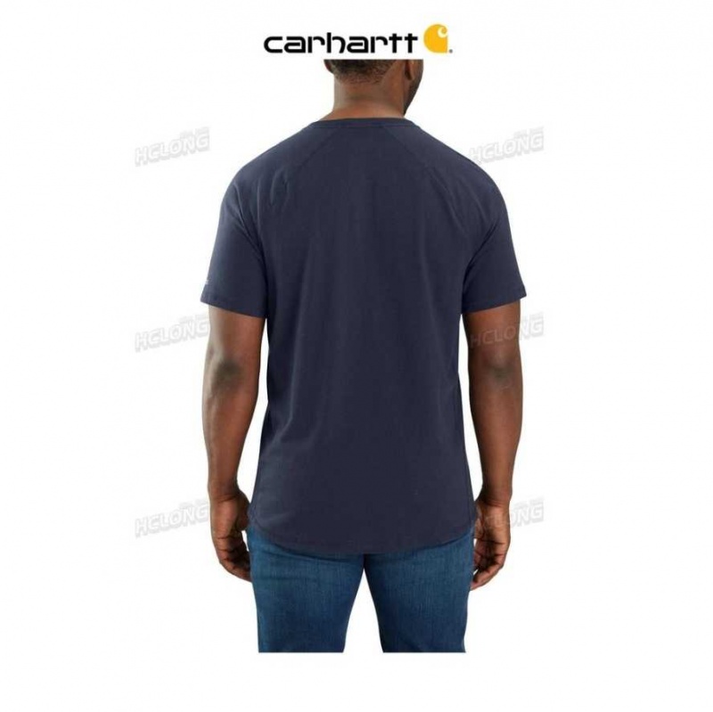 Carhartt Force Relaxed Fit Midweight Korta-Sleeve Pocket T-Shirt Marinblå | SE0001180