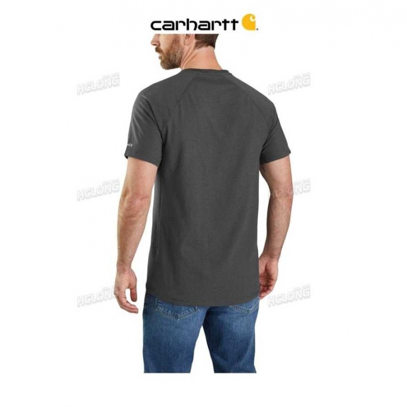 Carhartt Force Relaxed Fit Midweight Korta-Sleeve Block Logo Tryck T-Shirt Carbon Heather | SE0001204