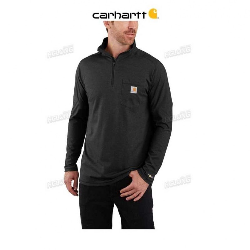 Carhartt Force Relaxed Fit Midweight Long-Sleeve Quarter-Zip Mock-Neck T-Shirt Svarta | SE0001149