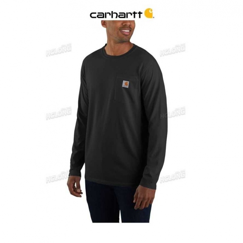 Carhartt Force Relaxed Fit Midweight Long-Sleeve Pocket T-Shirt Svarta | SE0001185