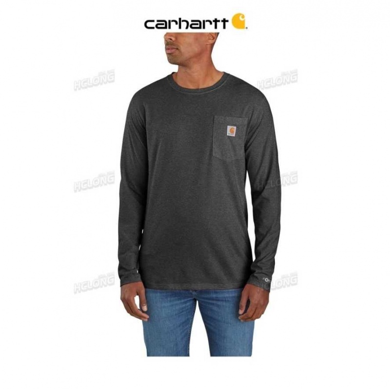 Carhartt Force Relaxed Fit Midweight Long-Sleeve Pocket T-Shirt Carbon Heather | SE0001186