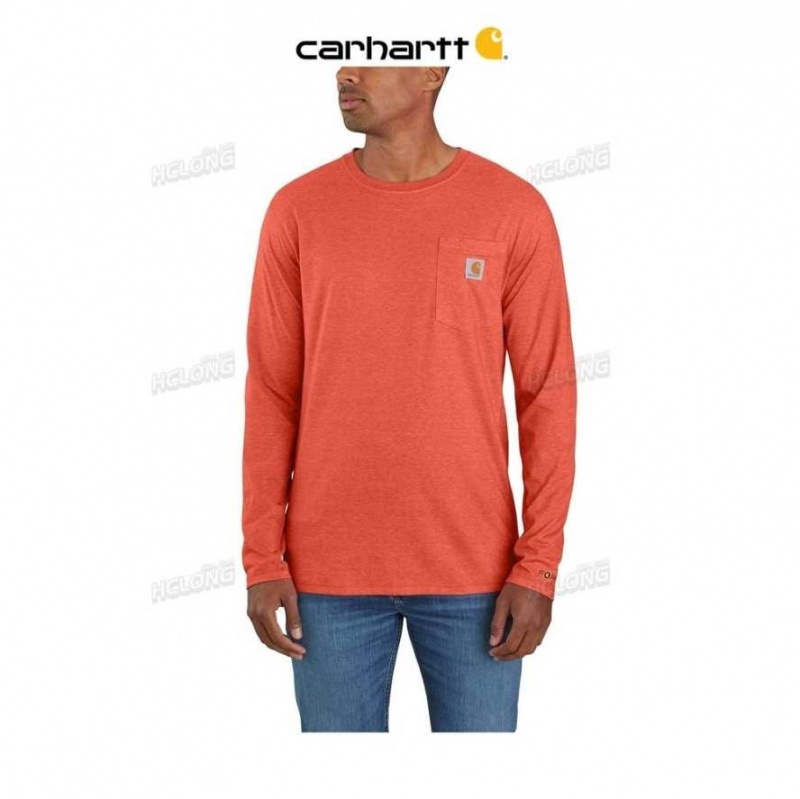 Carhartt Force Relaxed Fit Midweight Long-Sleeve Pocket T-Shirt Orange | SE0001190