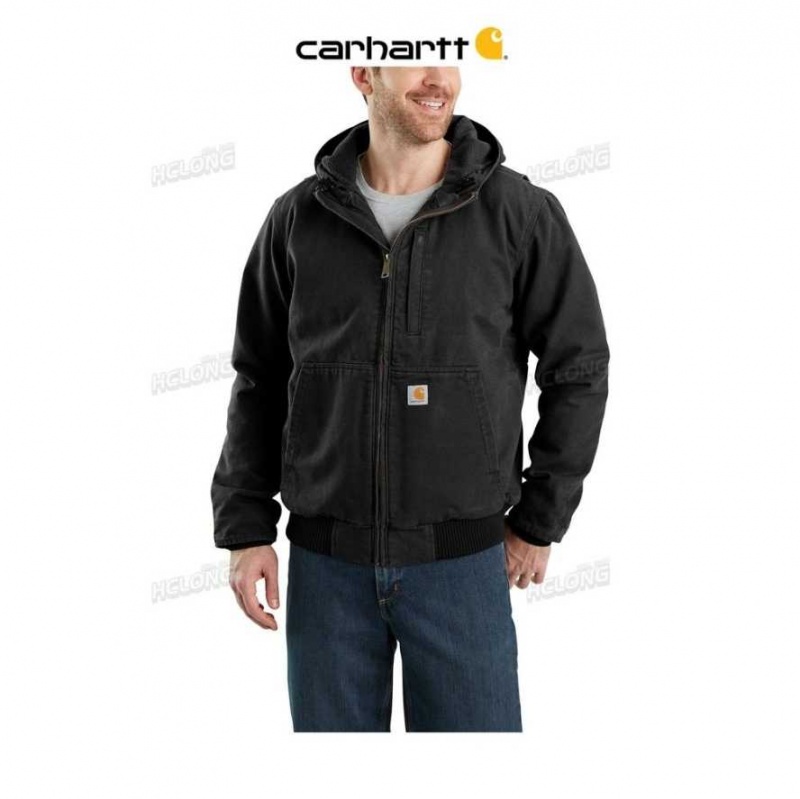 Carhartt Full Swing Loose Fit Washed Duck Fleece-Fodrade Active Jac Svarta | SE0000126