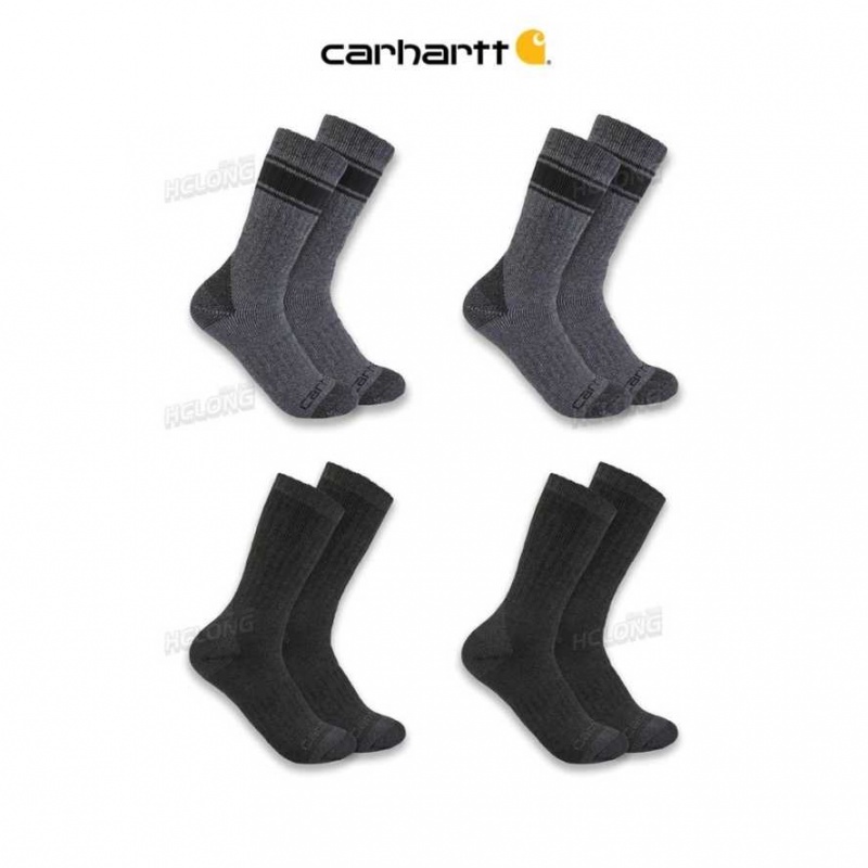 Carhartt Heavyweight Crew Sock 4-Pack Carbon Heather | SE0002694