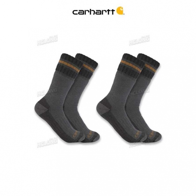 Carhartt Heavyweight Syntetiskt-Ull Blend Boot Sock 2-Pack Carbon Heather | SE0002670