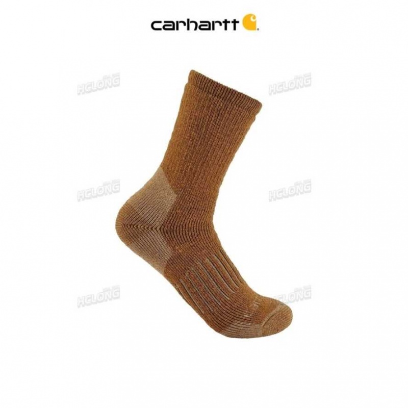 Carhartt Heavyweight Syntetiskt-Ull Blend Crew Sock Oiled Walnut | SE0002710