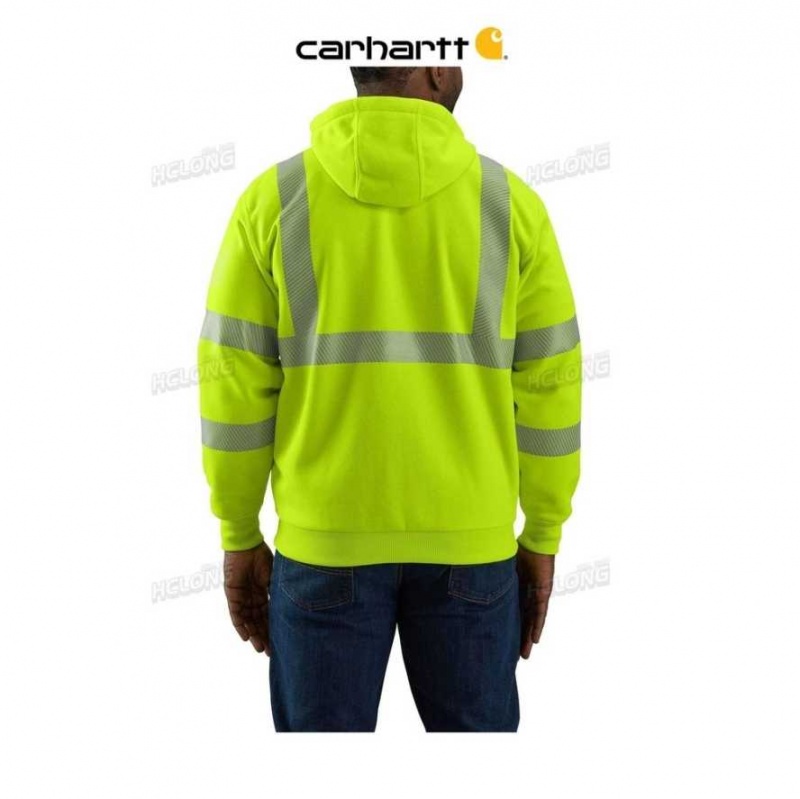 Carhartt High-Visibility Loose Fit Midweight Thermal-Fodrade Full-Zip Class 3 Sweatshirt Brite Lime | SE0000451