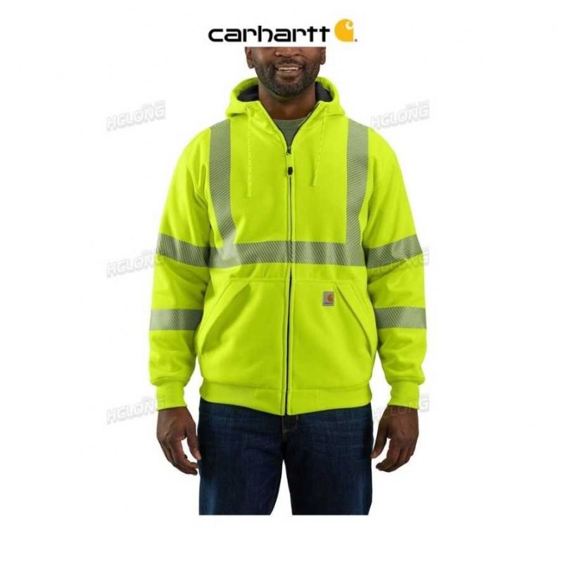 Carhartt High-Visibility Loose Fit Midweight Thermal-Fodrade Full-Zip Class 3 Sweatshirt Brite Lime | SE0000451