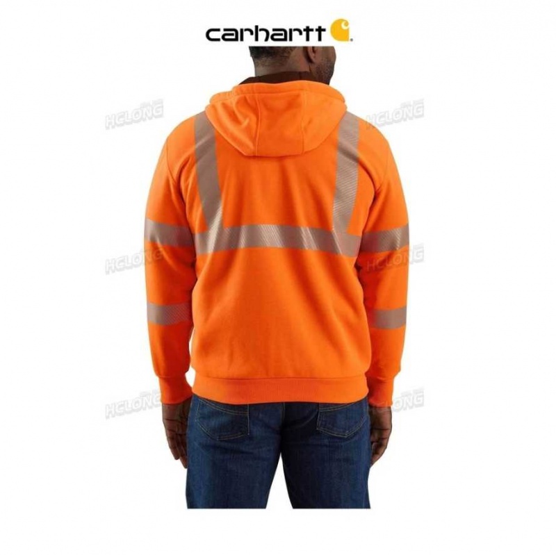 Carhartt High-Visibility Loose Fit Midweight Thermal-Fodrade Full-Zip Class 3 Sweatshirt Orange | SE0000452