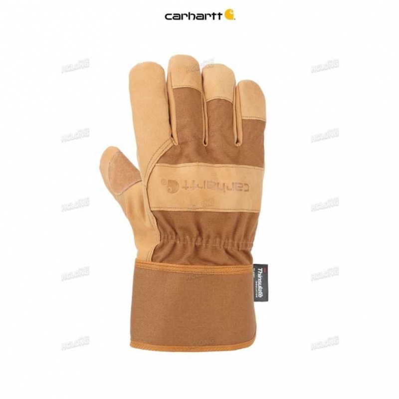 Carhartt Insulated Grain Läder Säkerhets Cuff Arbets Glove Bruna | SE0002481