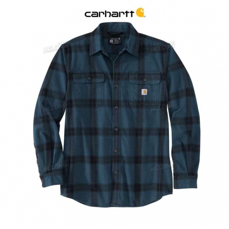 Carhartt Loose Fit Heavyweight Flannel Long-Sleeve Plaid Shirt Blå | SE0001227