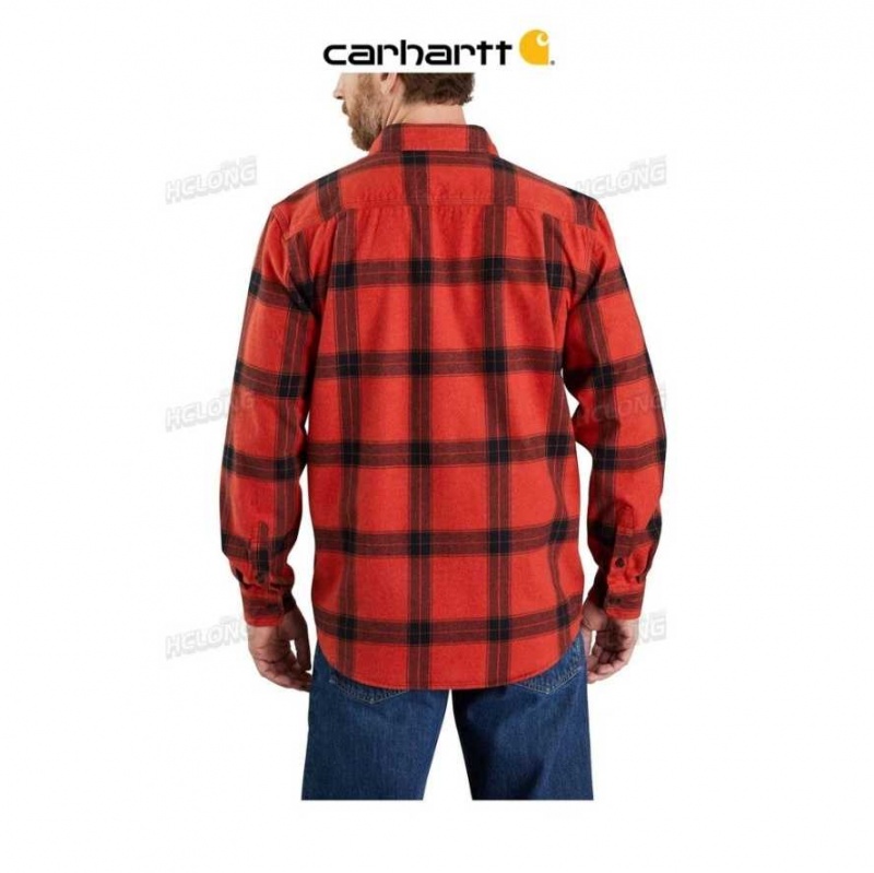 Carhartt Loose Fit Heavyweight Flannel Long-Sleeve Plaid Shirt Chili Pepper | SE0001229