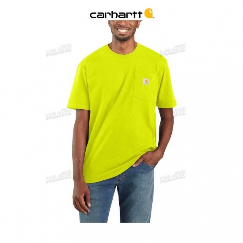 Carhartt Loose Fit Heavyweight Korta-Sleeve Pocket T-Shirt Brite Lime | SE0001306