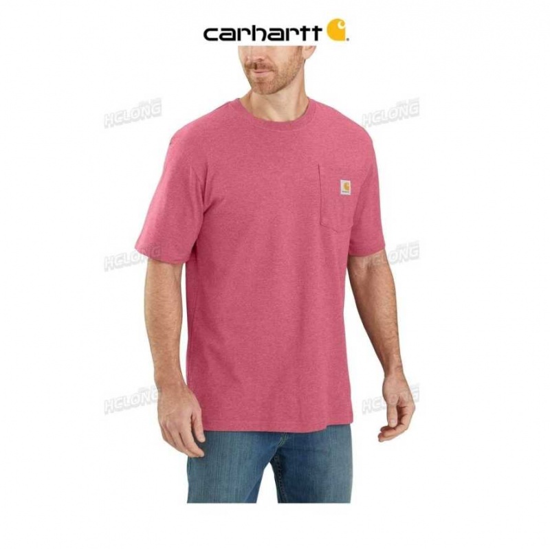 Carhartt Loose Fit Heavyweight Korta-Sleeve Pocket T-Shirt Rosewood Heather | SE0001307