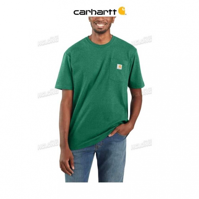 Carhartt Loose Fit Heavyweight Korta-Sleeve Pocket T-Shirt North Woods Heather | SE0001309